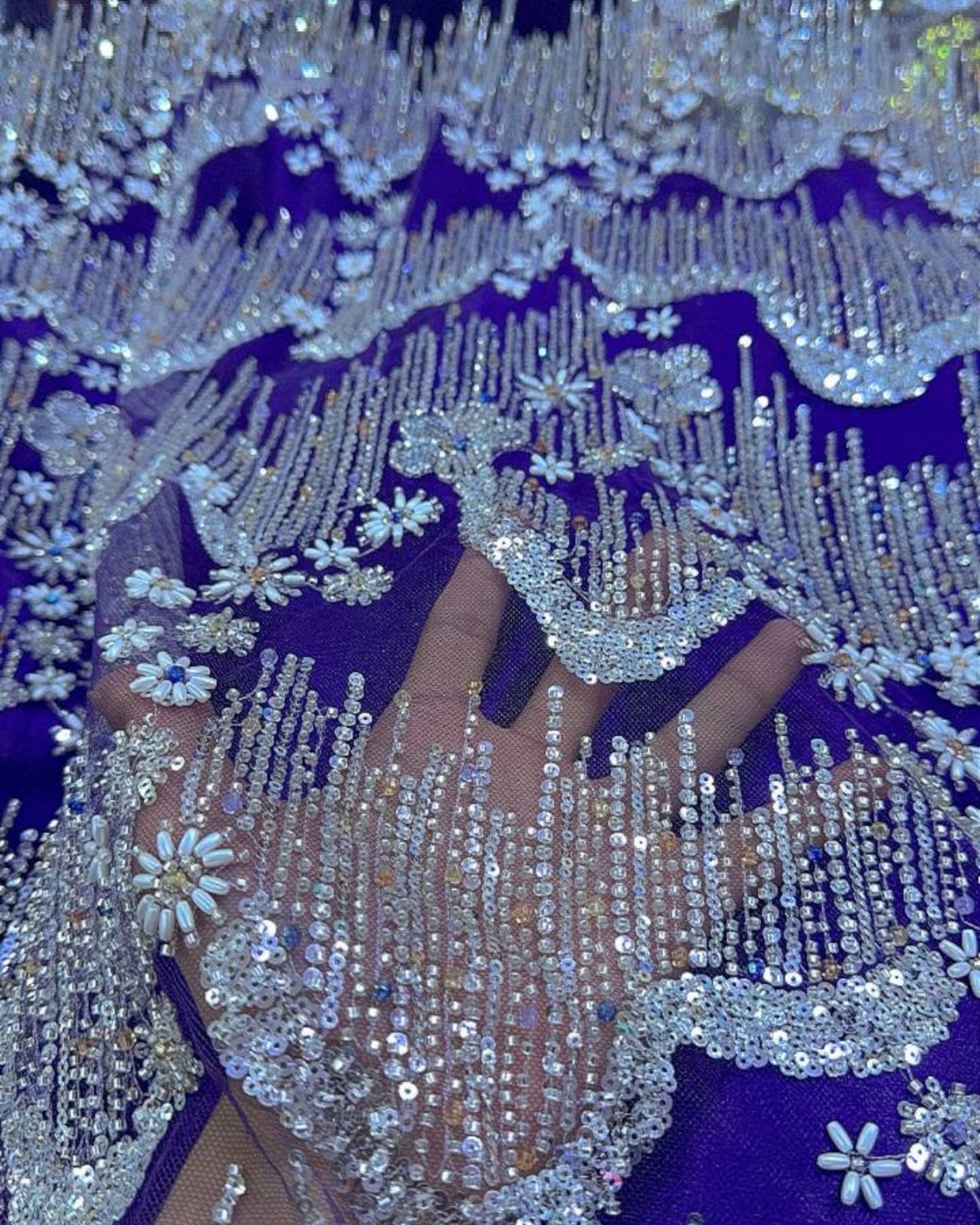 Beaded with Embroidered Rhinestones in Purple