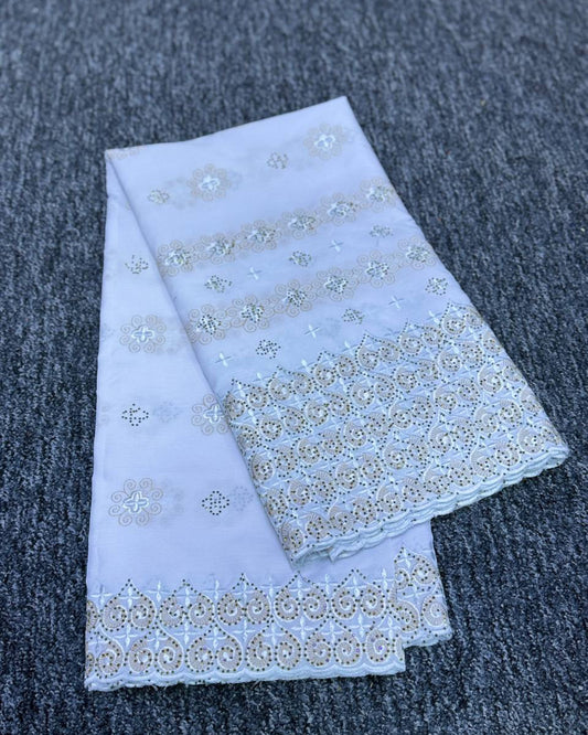 High Class Swiss Lace - White & Gold