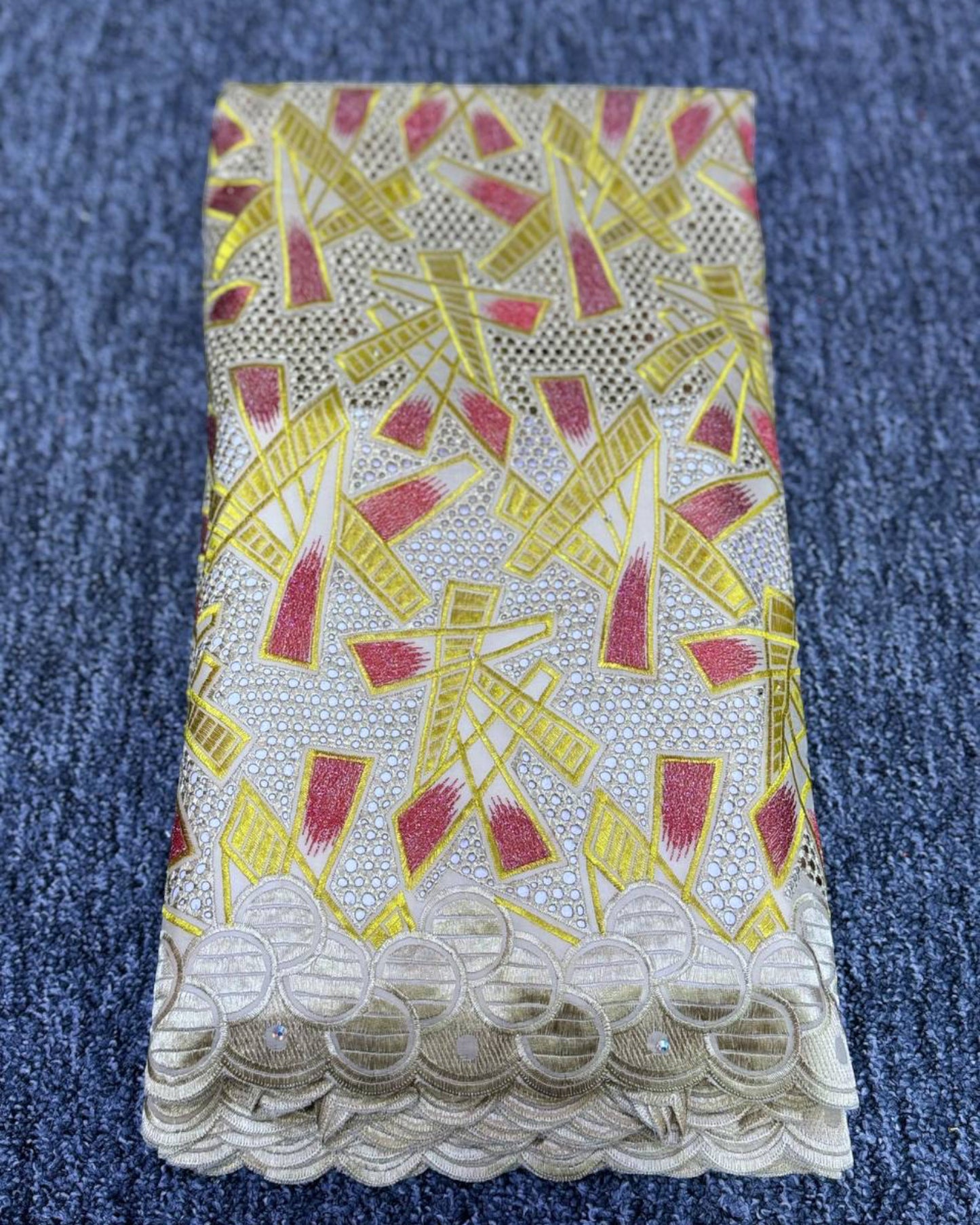 High Class Swiss Lace - Gold, Yellow and Red