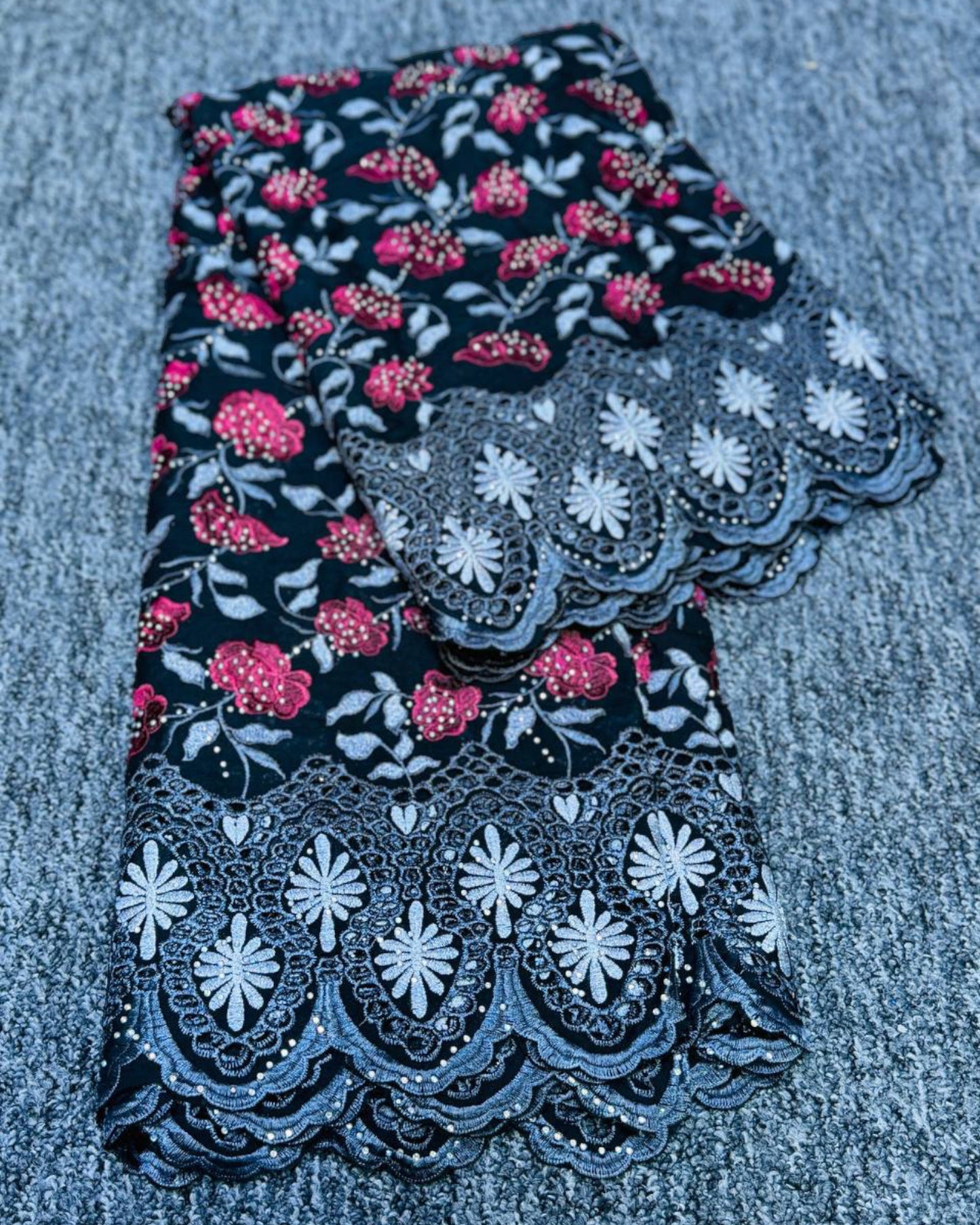 Elegant Border Cotton Lace - Black