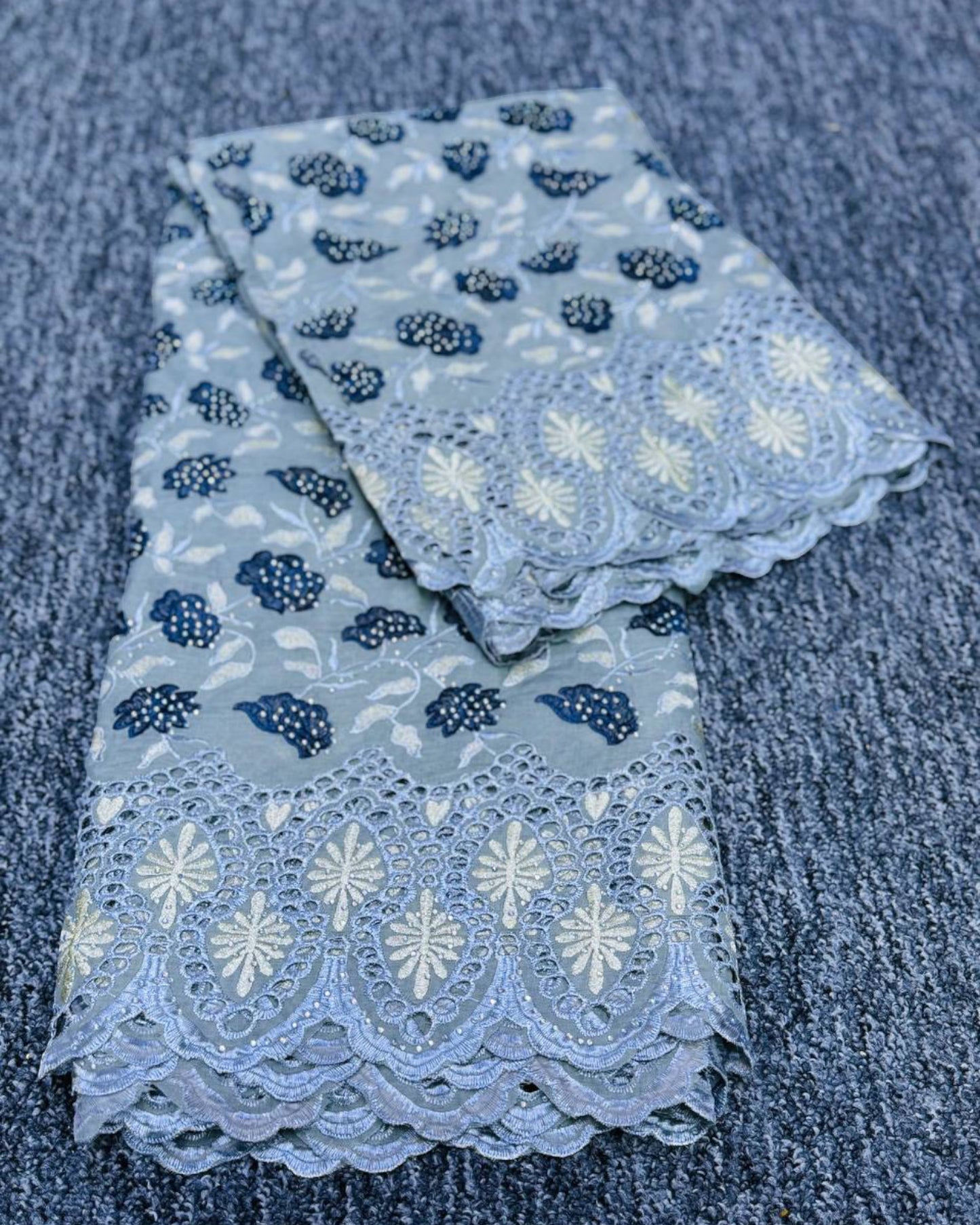 Elegant Border Cotton Lace - Gray