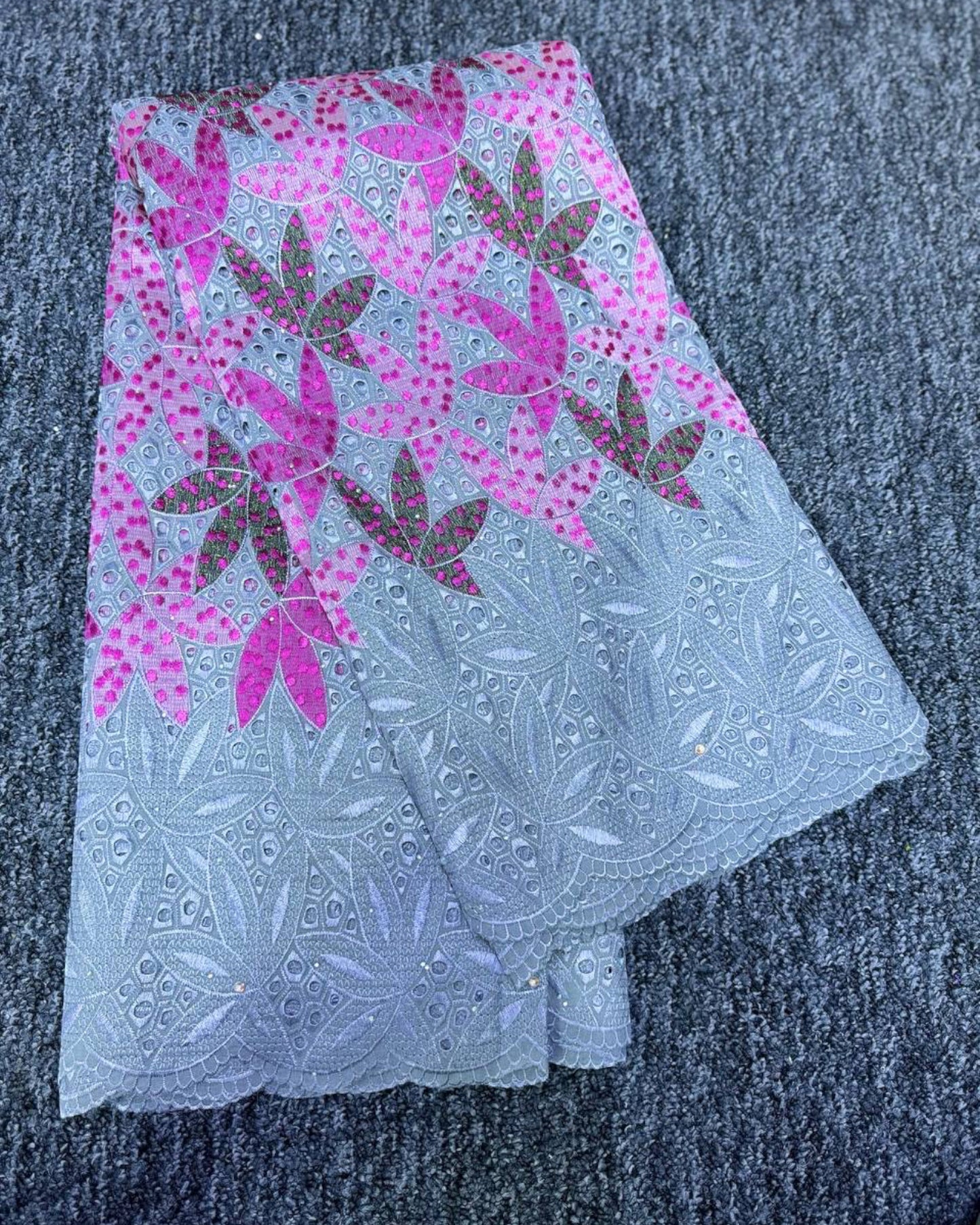 High Class Swiss Lace - Gray & Pink