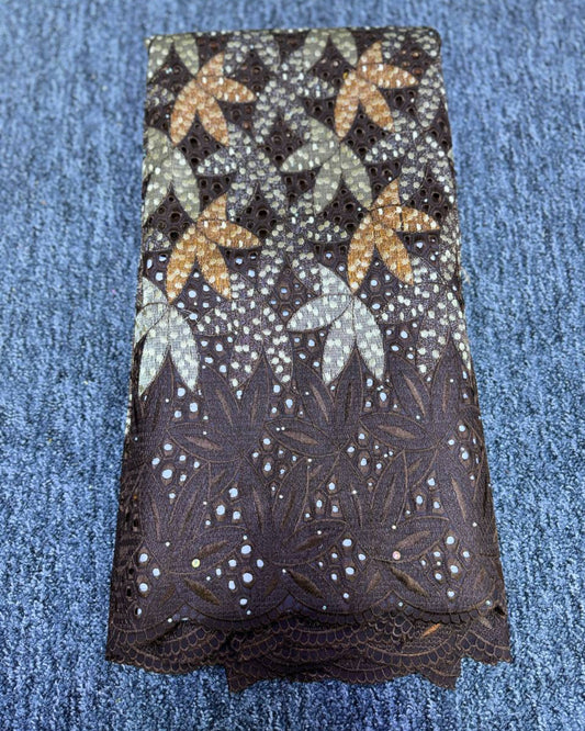 High Class Swiss Lace - Brown & Gold