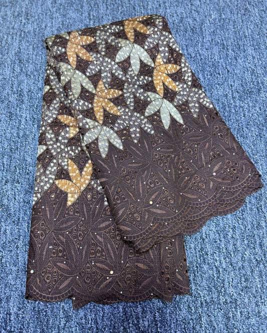 High Class Swiss Lace - Brown & Gold