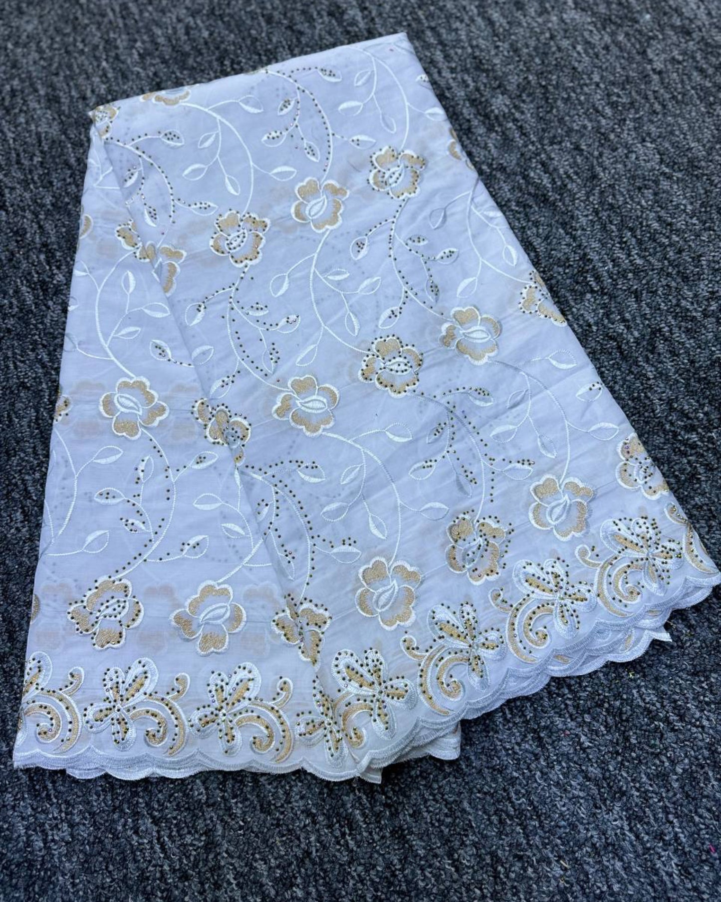 High Class Swiss Lace - White & Gold