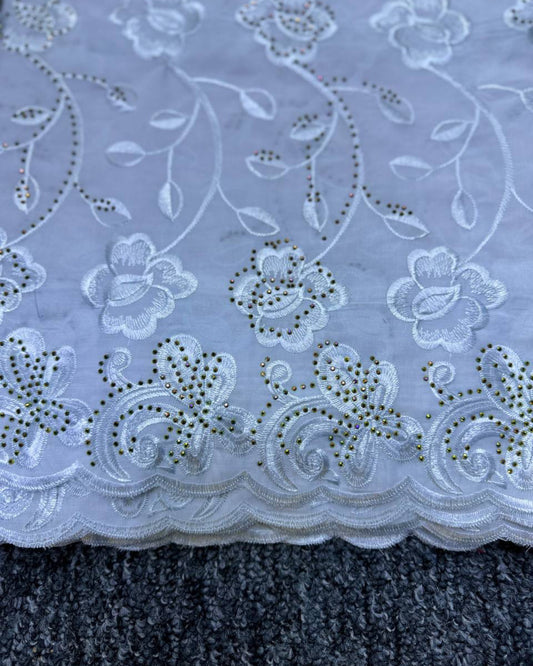 High Class Swiss Lace - White & Gold