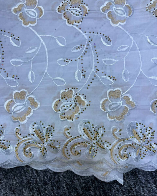 High Class Swiss Lace - White & Gold