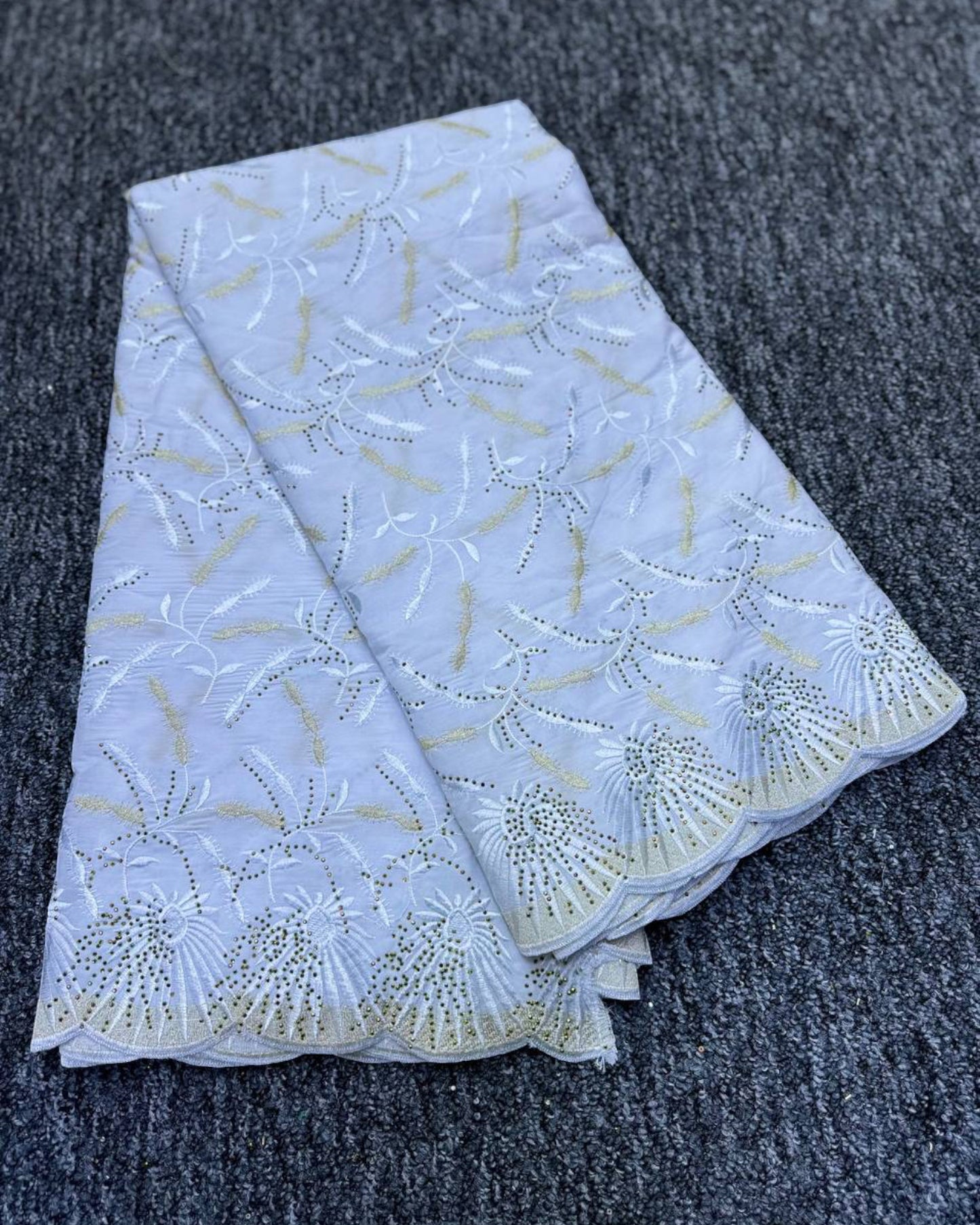 High Class Swiss Lace - White & Gold