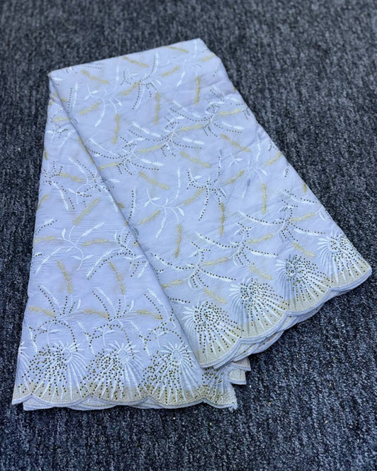 High Class Swiss Lace - White & Gold