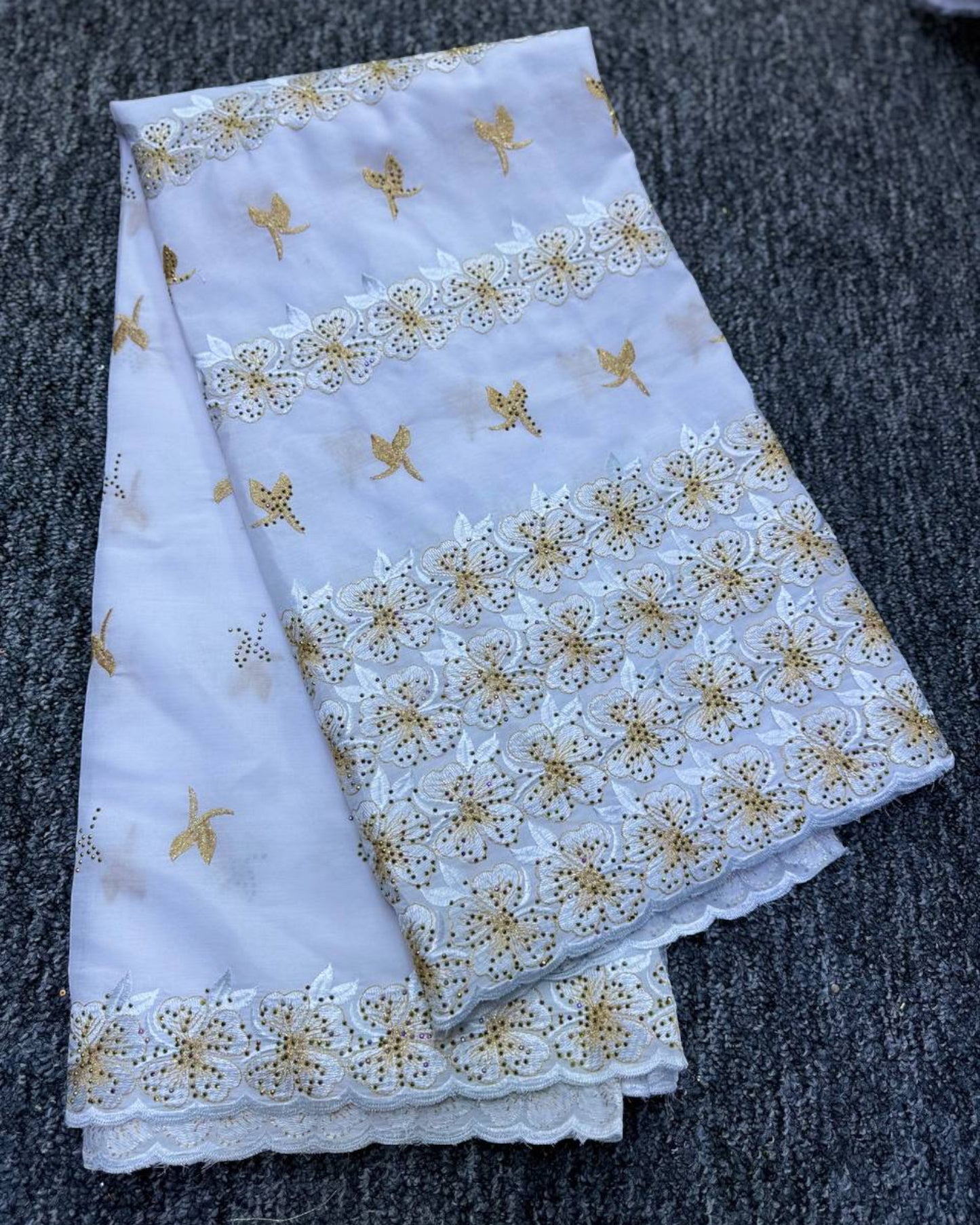 High Class Swiss Lace - White & Gold