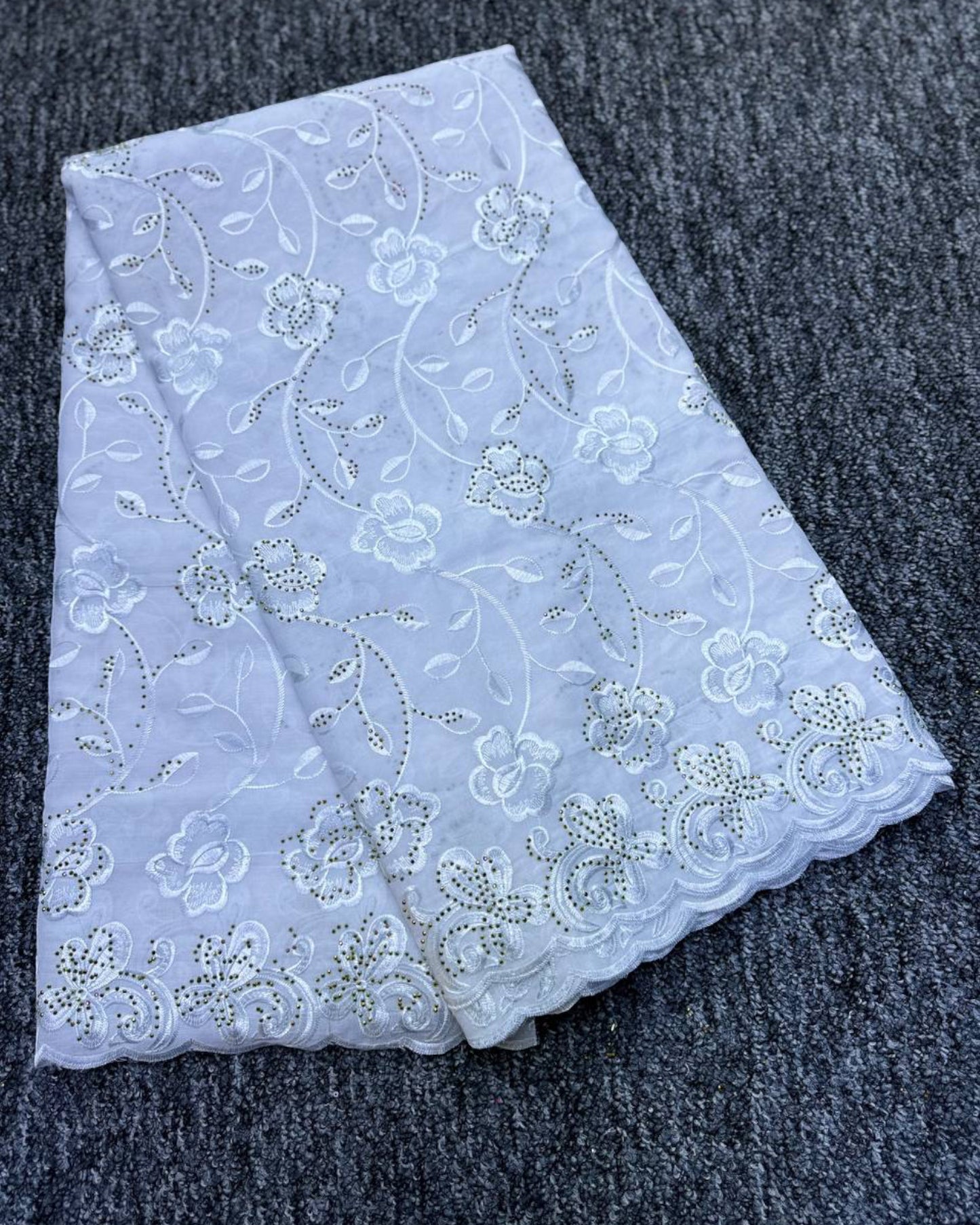 High Class Swiss Lace - White & Gold